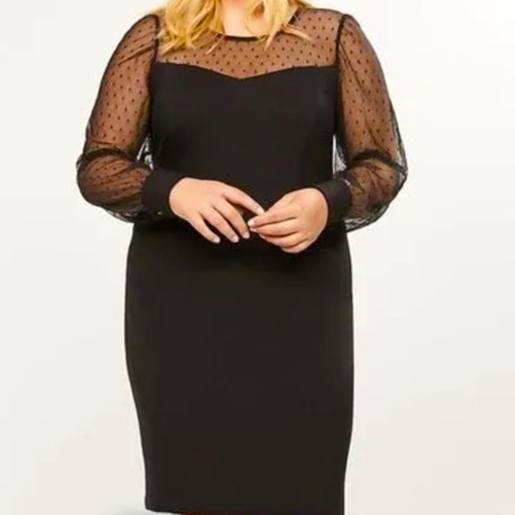 NWT Lane Bryant Mesh Yoke/Sleeve Sheath Dress, Size 18 - Picture 1 of 8